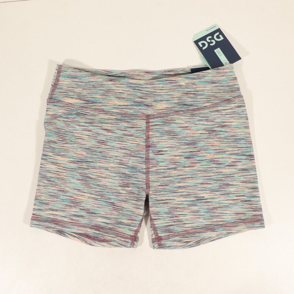 NWT DSG Momentum Mid Rise Shorts Teal Burst Spacedye Girls Size L (14)